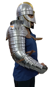 ชุดเกราะไหล่แบบอัศวินยุคกลาง ทำจากเหล็กอ่อน ป้องกันแขนเต็มรูปแบบ ปิดด้วยหัวเข็มขัด ผลิตด้วยมือ สามารถสวมใส่ได้สำหรับผู้ใหญ่ - Product Image 3