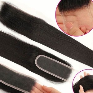 NAJIR HAIR HUB Cabello Humano Natural Negro Ondulado de 34 Pulgadas, Cabello Indio Virgen de Primera Calidad con Cierre 2x6 - Product Image 1
