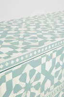 Commode à 9 tiroirs en incrustation d'os de style marocain, buffet en incrustation d'os vert, meubles en incrustation d'os, commode en incrustation d'os