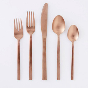 Wholesale Luxury Rose Gold Stainless Steel Cutlery Set Modern Matte Bronze Flatware With <b>Thin</b> Handles For Wedding Hotel Tabletop - Product Image 3
