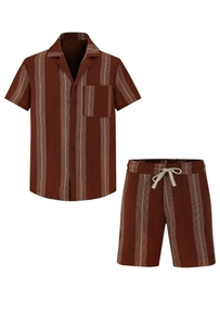 Ensemble chemise et short pour homme, 100% polyester imprimé, manches courtes, haute qualité, respirant, décontracté, vêtements d'été pour homme, personnalisable - Product Image 5