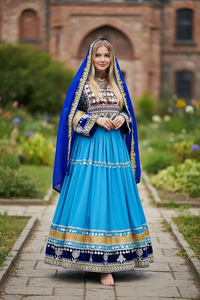 Robe afghane Kuchi vintage ethnique, broderie artisanale, ceinture, longueur maxi, manches longues, robe de soirée modeste pour femmes. - Product Image 4