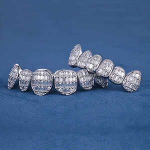 Bijouterie fine personnalisée Hip Hop glacé argent S925 10K 14K 18K or massif VVS Baguette Moissanite Lab Diamond Teeth Grillz - Product Image 3