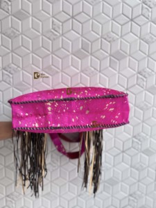 Sac à main à franges en cuir de fourrure métallique véritable pour femmes élégant sac à main de vente chaude cheveux sur les sacs d'utilisation des femmes bohèmes - Product Image 5