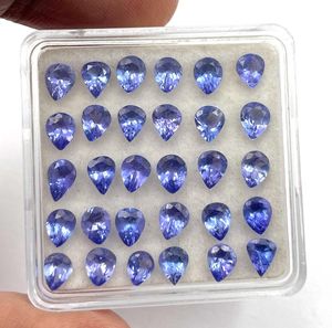 Pierres précieuses en Tanzanite naturelle, taille poire, facettées, 4x5mm, pierres de Tanzanite calibrées pour la fabrication de boucles d'oreilles, vente en gros, pierres précieuses en vrac - Product Image 1