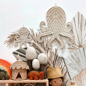 Decoración de Pared con Forma de Pulpo para Niños, Hecha de Ratán Natural, Adorno Ecológico Hecho a Mano, Decoración Colgante Única para Cuarto de Bebé - Product Image 4
