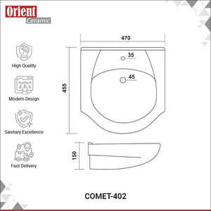 Lavabo de cerámica blanca ecológico de alta demanda, suspendido en la pared, para uso doméstico y hotelero. - Product Image 3