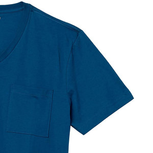 เสื้อยืดคอวีลำลองสไตล์สตรีทแวร์แบบใหม่พร้อมโลโก้สั่งทำสำหรับผู้ใหญ่ ดีไซน์เรียบง่ายไม่ซ้ำใคร เสื้อยืดคอวีผ้าฝ้ายสำหรับผู้ชาย - Product Image 6