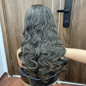 Best Selling wig human hair middle lace closure wig <b>body</b> <b>wave</b> natural hair for women soft style raw hair vendor grey color - Product Image 1