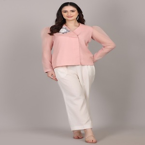 Luxury Designer 2pc Kota Doria Peach colour Cord Set with <b>Beads</b> <b>Thread</b> work Graceful Style For Occasion - Product Image 1
