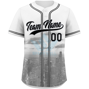 Camiseta de Béisbol Personalizada de Manga Corta con Tirantes en T, Botones Frontales, Impresión por Transferencia de Calor, Nombre del Equipo, Foto, Diseño de Paisaje Urbano, Transpirable - Product Image 5