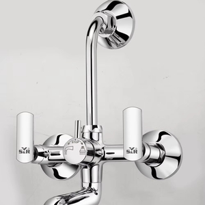 Grifo mezclador de pared 2 en 1 de primera calidad con caño en L, de latón cromado, para agua fría y caliente, grifo de ducha para baño, de uso intensivo. - Product Image 1