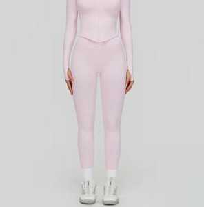 High Waist Full Length Solid Knitted Stretch Breathable Eco-Friendly Lightweight Women's Leggings with <b>Tummy</b> <b>Control</b> Shapewear - Product Image 5