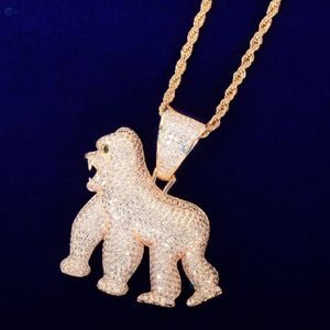 Pendentif Gorille en Diamant de Laboratoire Premium, entièrement serti de diamants, en Argent Sterling 925, style Hip Hop Rapper - Product Image 1