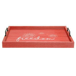 Bandeja de Servir de Madera de Mango Roja Hecha a Mano, Bandeja Decorativa de Madera con Asas, Diseño Libre, Decoración Rústica para el Hogar y la Cocina, Venta al por Mayor - Product Image 1