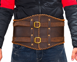 Medieval Brown <b>Leather</b> Waist Armor Belt Viking Warrior LARP <b>Corset</b> Knight Renaissance Cosplay Reenactment Costume Handmade Gear - Product Image 1