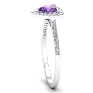 REYES Customized 925 Sterling Silver Heart Cut 0.61CT Amethyst Gemstone with GRA Certified Moissanite <b>Fine</b> <b>Ring</b> For Women - Product Image 3