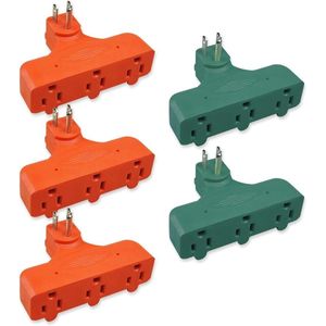 Paquete de 5 Adaptadores de Enchufe de Alta Resistencia con 3 Clavijas y 3 Tomas, Regleta de Alimentación con Triple Conexión a Tierra - Product Image 1