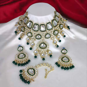 Conjunto de Collar Choker con Piedras Kundan Chapadas en Oro, con Perlas de Imitación y Circonitas, Cadena de Cuerda Moderna para Bodas y Fiestas - Product Image 5