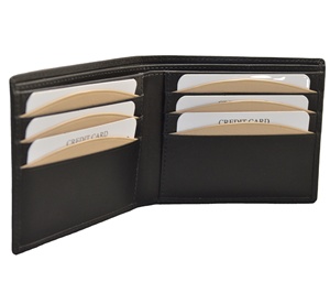 Portefeuille à deux volets en cuir de vachette mince de créateur pour hommes ouvert Logo personnalisable à la mode Long bouton protégé RFID fabriqué à base de légumes - Product Image 2