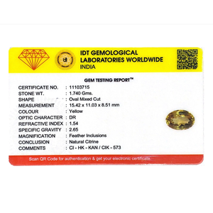 Piedra Preciosa Suelta de Citrino Ovalada de 8.7 Quilates para Joyería Fina - Product Image 4