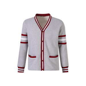 Cárdigan de Punto con Cuello Redondo Delta, Bordado de Letras en Chenilla, Lana/Acrílico, Manga Larga, Puños de Punto, Ropa de Invierno para Mujer, Estilo Universitario - Product Image 1