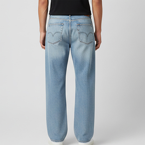 Wholesale Affordable Price Streetwear Vintage Washed Heavyweight Jeans <b>Pants</b> Light Blue Stone Washed Elastic Waist Denim <b>Pants</b> - Product Image 6