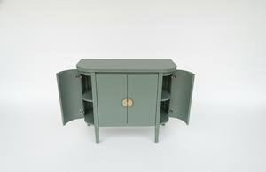 Console d'appoint moderne en chêne massif, armoire de rangement minimaliste, buffet compact, console arrondie, couleur verte écologique - Product Image 3