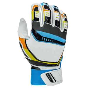 White Leather Batting Gloves with Digital Camo Pattern Breathable Knit Fabric <b>Hook</b> And Loop Closure Unisex Adult Training - Product Image 4