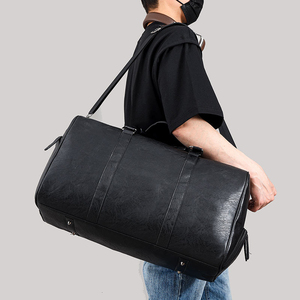 Wholesale Custom Men Stylish PU Leather Waterproof Weekend <b>Overnight</b> Sport Fitness Gym Duffle Travel <b>Bag</b> with Shoes Compartment - Product Image 4