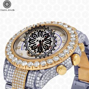 Montre de luxe Charm_Jewells en acier inoxydable, boîtier de 40 mm, mouvement mécanique analogique, lunette sertie de diamants, chronographe automatique pour homme - Product Image 2