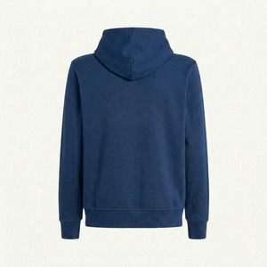 Sweat-shirt à capuche homme en coton lourd de haute qualité 450 GSM, bleu marine, fermeture éclair, personnalisable avec logo, streetwear. - Product Image 4