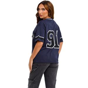 Venta al por mayor Streetwear Mujeres Los Angeles Sports Jersey Top Oversized V-Neck Shirt Casual Game Day Wear Ladies Tops - Product Image 5