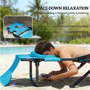 Sillón Reclinable Plegable Azul Claro, Práctico Tumbador para Tomar el Sol - Product Image 4