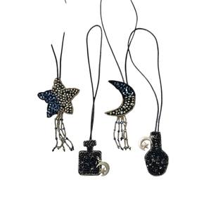 Conjunto Colgante de Cuentas Negras Hecho a Mano para Ramadán con Motivo de Estrella y Luna, Decoración Islámica para Eid, Adorno de Bordado Zardozi - Product Image 3