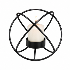 Support de bougie en métal doré style nordique, bougeoir géométrique minimaliste contemporain pour décorations de fête et d'intérieur - Product Image 2