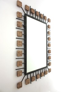 New Arrival Mid Century Modern Iron Mirror With Decorative <b>Square</b> <b>Frame</b> Wall Mounting - Product Image 5