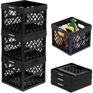 25L (6.6 Gal) Collapsible Milk <b>Crate</b> 50 lb Heavy Duty Plastic Storage Bins & <b>Boxes</b> File Rails 3 Pack Foldable Stackable <b>Crate</b> - Product Image 1