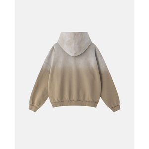 Men's Gradient <b>Distressed</b> Unique Stitching Multi Season Casual <b>Top</b> Customizable Vintage Wash 100%Cotton Pullover Hoodie - Product Image 2