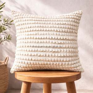 Juego de Fundas de Cojín Bohemio de Algodón Indio al por Mayor con Borlas 45x45, Funda de Almohada Tufted de Lana para Cama, Estilo Boho - Product Image 2