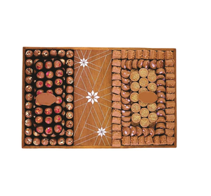 Superbe plateau rond en bois et nacre fait main pour le petit-déjeuner, le dîner, les desserts et les collations, à un prix incroyable - Product Image 3