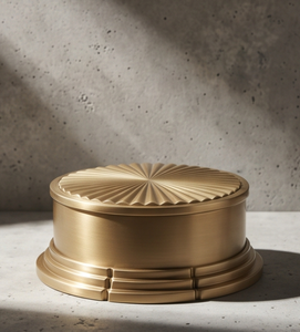 Conteneur Rond Métallique pour Dattes et Noix, Finition Dorée Vintage, Organisateur Décoratif pour Fruits Secs, Cadeau Festif de Luxe en Gros - Product Image 1