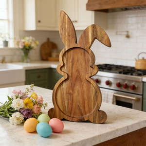 Wholesale Small <b>Breakfast</b> Tray Set Unique Food Wood Serving Platter Bandejas De Madera Dessert Food Wood Serving Tray - Product Image 2