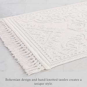 Tapis de bain en coton jacquard fabriqué à la machine avec motif ondulé antidérapant, tapis de bain de luxe - Product Image 5