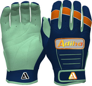 Gants de frappe de baseball en gros, bleu marine et menthe, manchette courte, antidérapants, fermeture auto-agrippante, haute qualité, fabriqués par Adiha Impex - Product Image 3