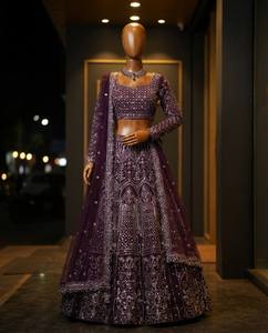 LAHENGA CHOLI DUPATTA BUTTER <b>FLY</b> <b>NET</b> EMBROIDERY SEQUNCE WORK WITK CANCAN & CANVAS PATTA - Product Image 4