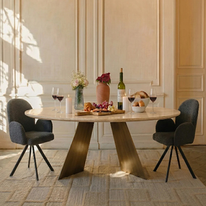 Luxury Dining <b>Table</b> With Marble Top Spacesave Dining <b>Table</b> Oval Top - Product Image 4