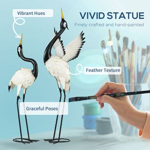 Set di 2 Statue da Giardino Rustiche, Sculture di Eroni Bianche e Nere da 90 cm e 103 cm per Decorazione di Prati, Cortili e Giardini - Product Image 4