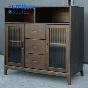 Aparador de madera maciza con tapa de cristal moderno y elegante, diseño nórdico duradero para uso en restaurantes y hoteles, fábrica OEM de Vietnam - Product Image 1