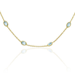 Collar de Plata de Ley 925 con Topacio Azul para Mujer, Chapado en Oro, Corte Ovalado, Joyería Minimalista - Product Image 6